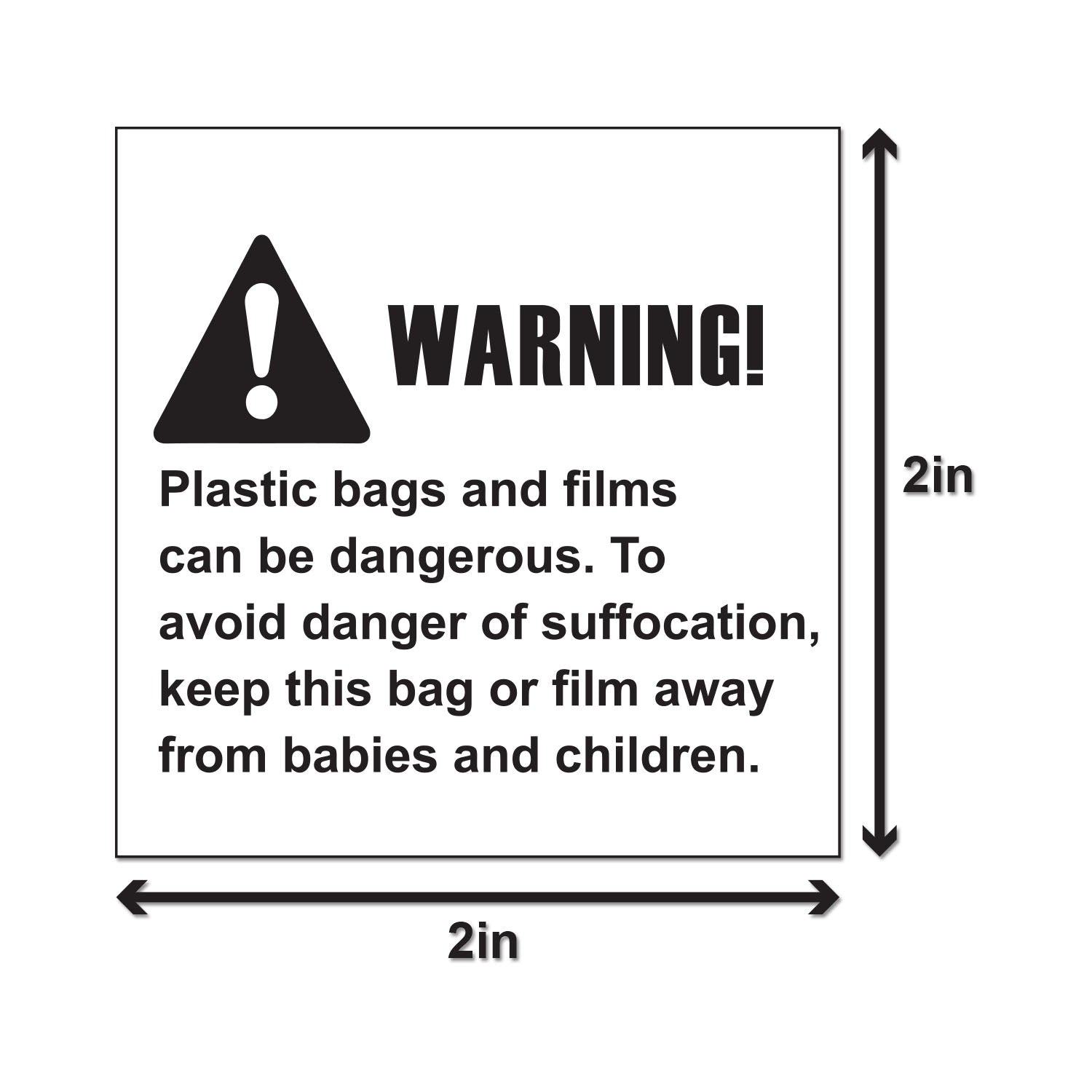 2 x 2 inch  Warning & Caution: Suffocation Warning Stickers –  OfficeSmartLabels