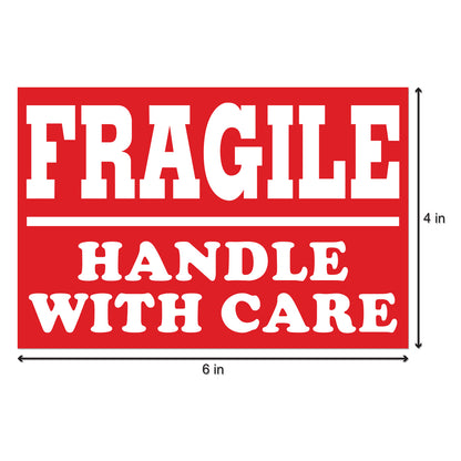 6 x 4 inch | Shipping & Handling: Fragile Handle With Care Stickers