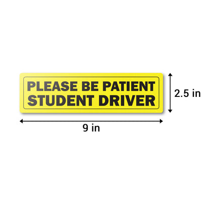 9 x 2.5 inch | Caution & Warning: Please be Patient, Student Driver Stickers