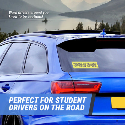 9 x 2.5 inch | Caution & Warning: Please be Patient, Student Driver Stickers