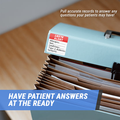 2 x 2 inch | Medical Alert Stickers for Patient File Folders