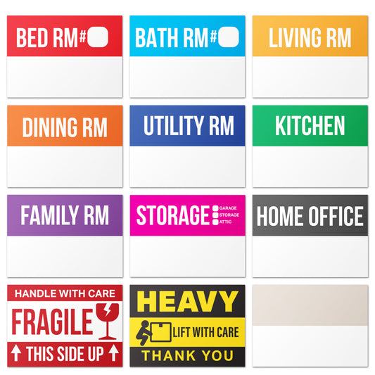 3 x 2 inch | Moving & Packing: Moving Labels for 2 - 3 Bedrooms (12 Designs)