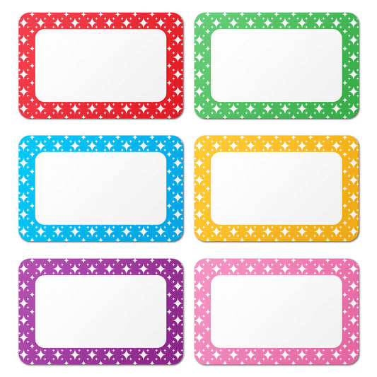 3.5 x 2.25 inch | Name Tags: Stars Border Write-in Name Tags (6-Colors)