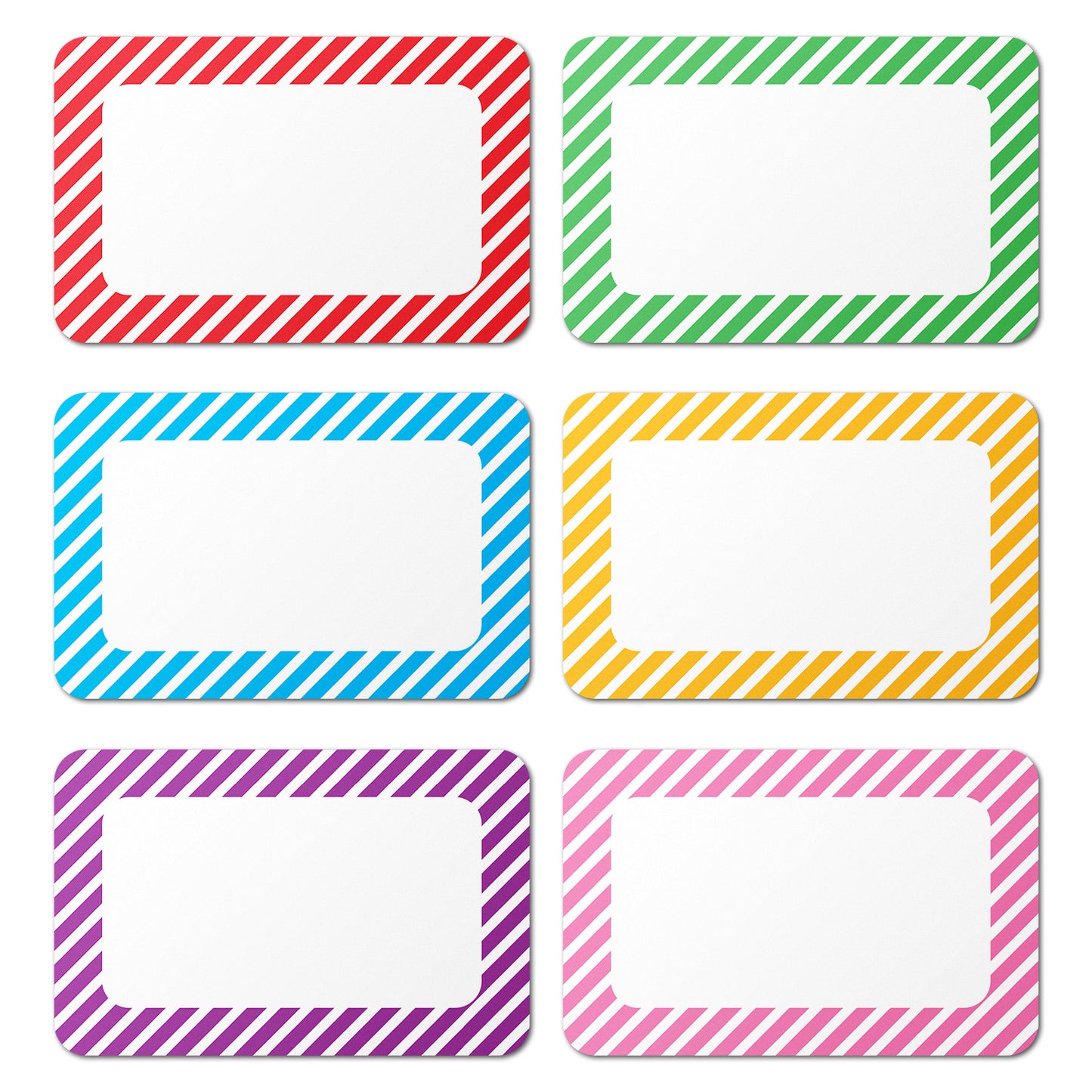 3.5 x 2.25 inch | Name Tags: Stripped Border Write-in Name Tags (6-Colors)