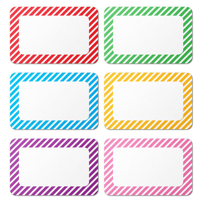 3.5 x 2.25 inch | Name Tags: Stripped Border Write-in Name Tags (6-Colors)