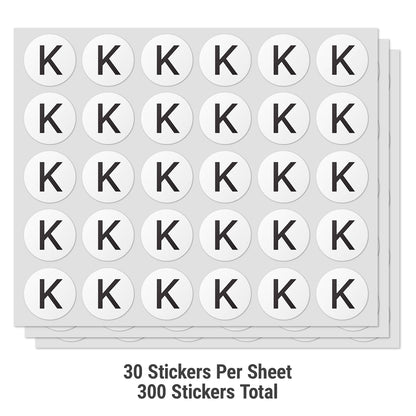 0.5 inch | Inventory: Capital Letter K Labels