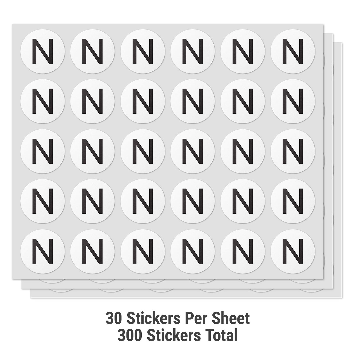 0.5 inch | Inventory: Capital Letter N Labels