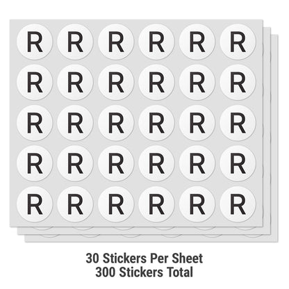 0.5 inch | Inventory: Capital Letter R Labels