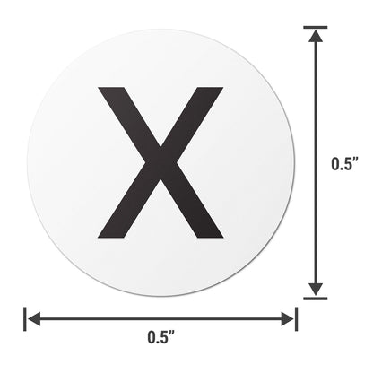 0.5 inch | Inventory: Capital Letter X Labels