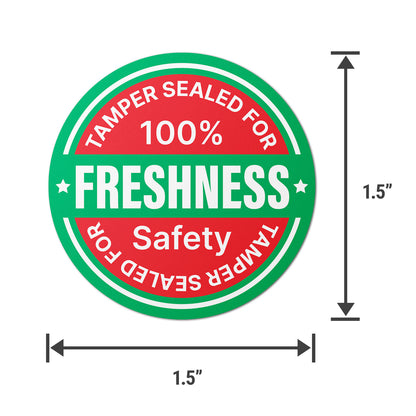 1.5 inch | Food Labeling: Tamper Sealed for 100% Freshness Labels