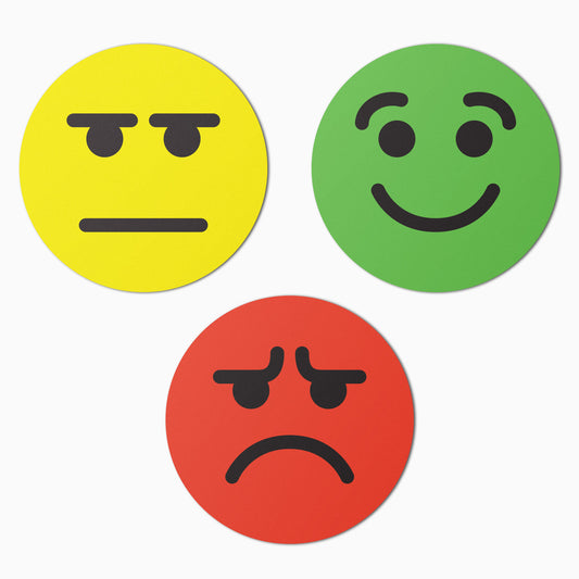 1 inch |  Happy Face, Neutral Face and Sad Face Label Emojis