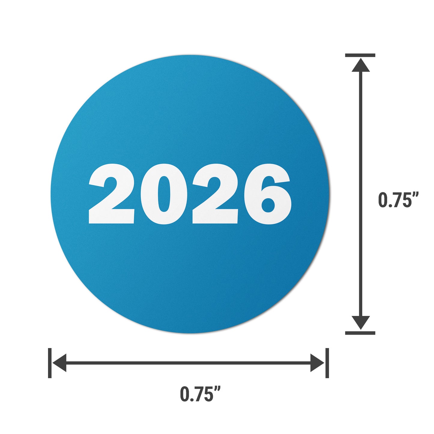 0.75 inch |  Inventory: Color-Coded Year 2026 Stickers