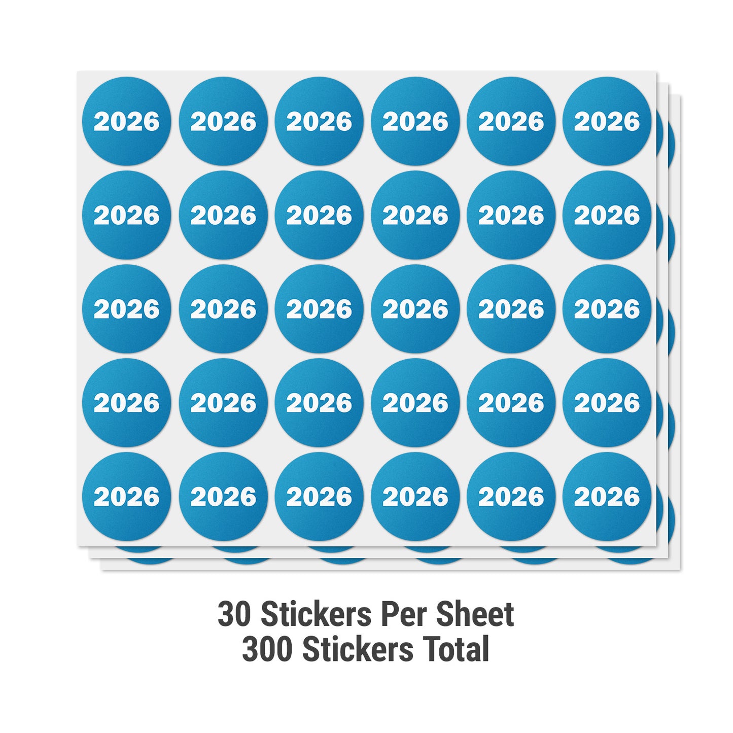 0.75 inch |  Inventory: Color-Coded Year 2026 Stickers