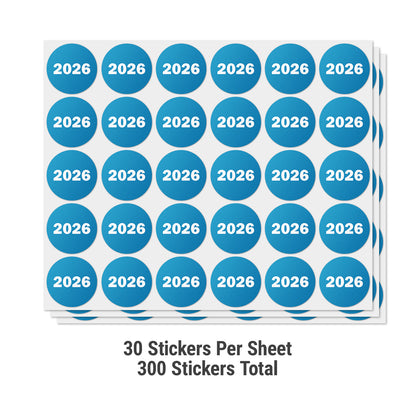 0.75 inch |  Inventory: Color-Coded Year 2026 Stickers