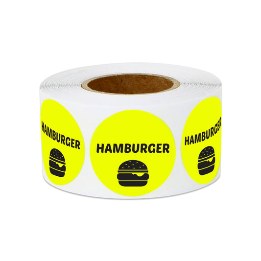 1 inch | Food Labeling: Hamburger Stickers