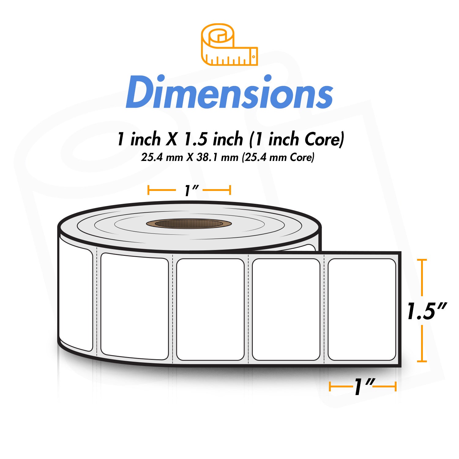 1.5 x 1 inch | Blank Direct Thermal Labels (1 inch Core)