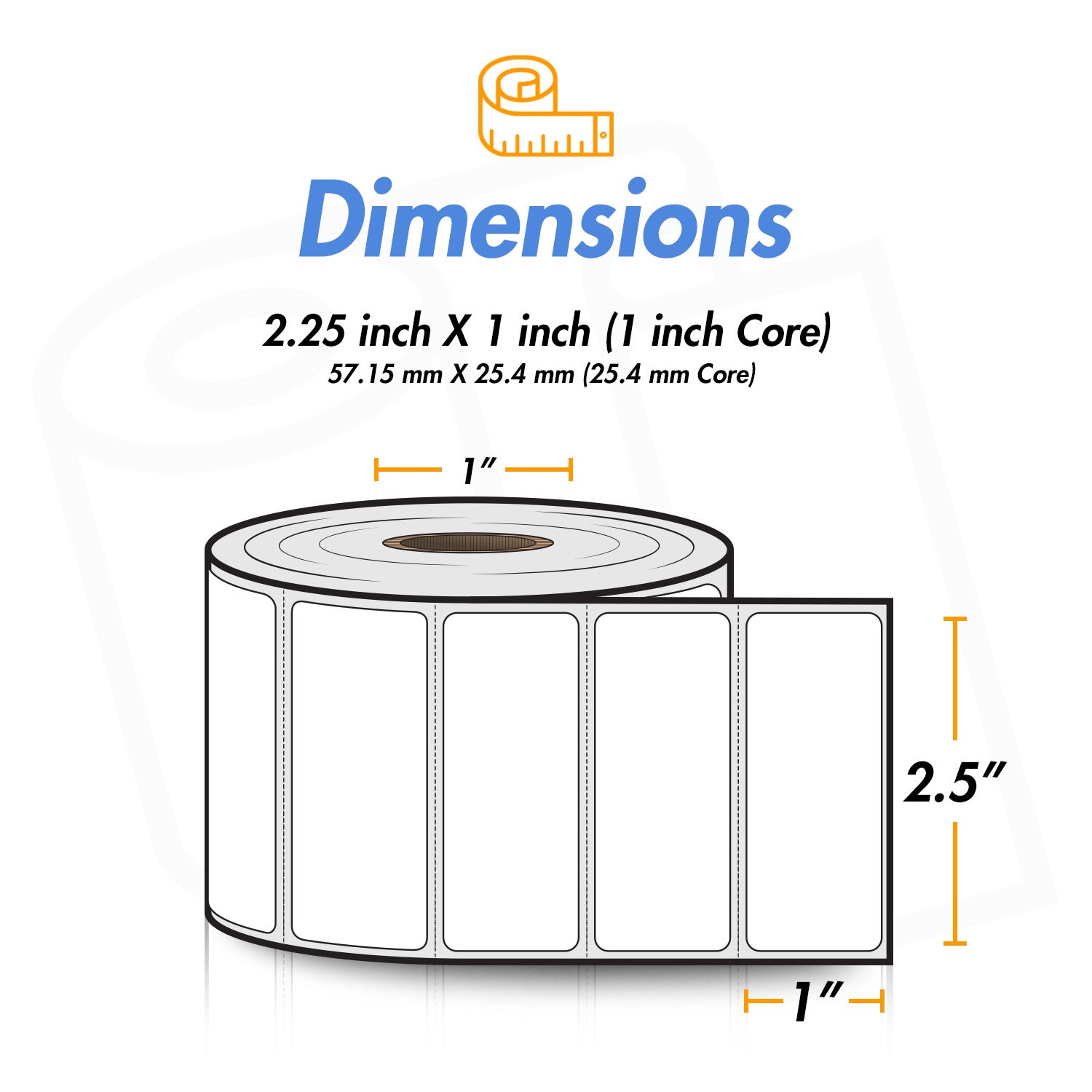 2.25 x 1 inch | Blank Direct Thermal Labels (1 inch Core 